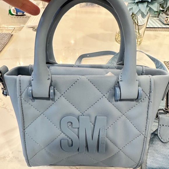 Steve Madden Sky Blue Quilted Satchel NEW - Picture 9 of 14